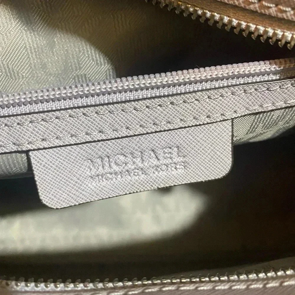 Michael kors grey saffiano leather satchel handbag